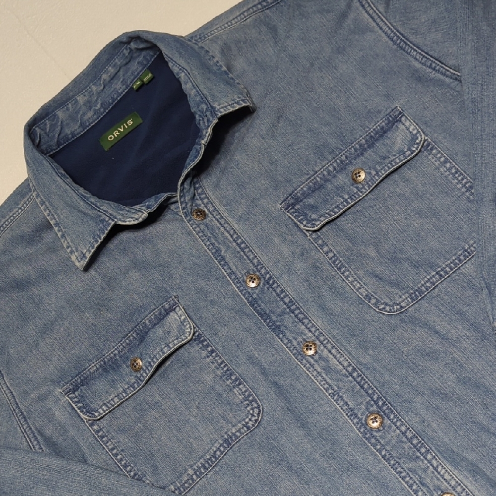 Orvis Fleece Lined‎ Denim Shacket Mens Size XXL
